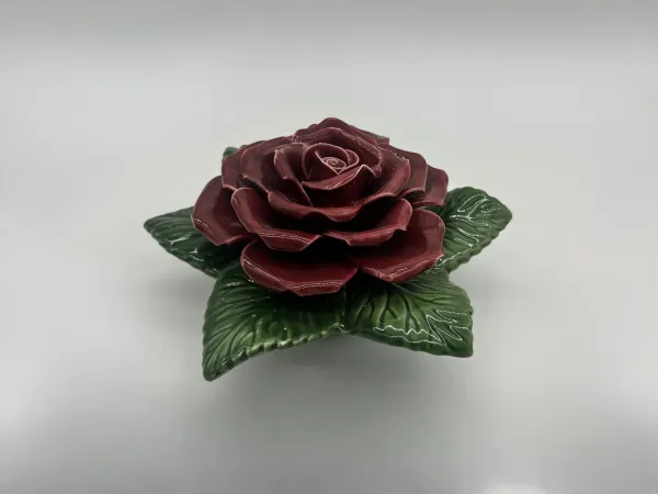 Dark Red Rose ceramic flower design